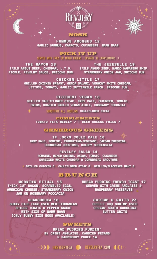 Revelry Pompano Brunch Menu, brunch near pompano beach