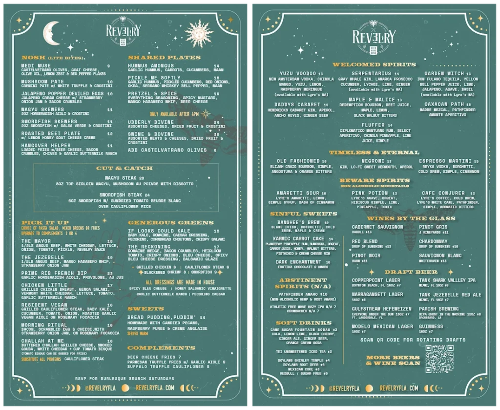 Menu Revelry Pompano, restaurant near wilton manors