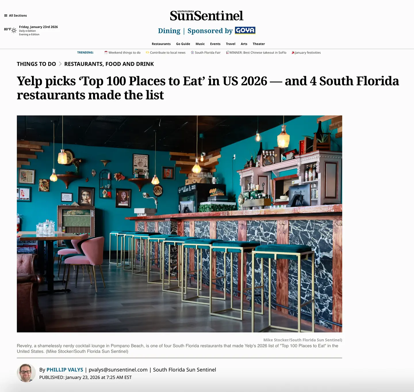Yelp’s Top 100 Restaurants to Eat in 2026 and Revelry’s #64