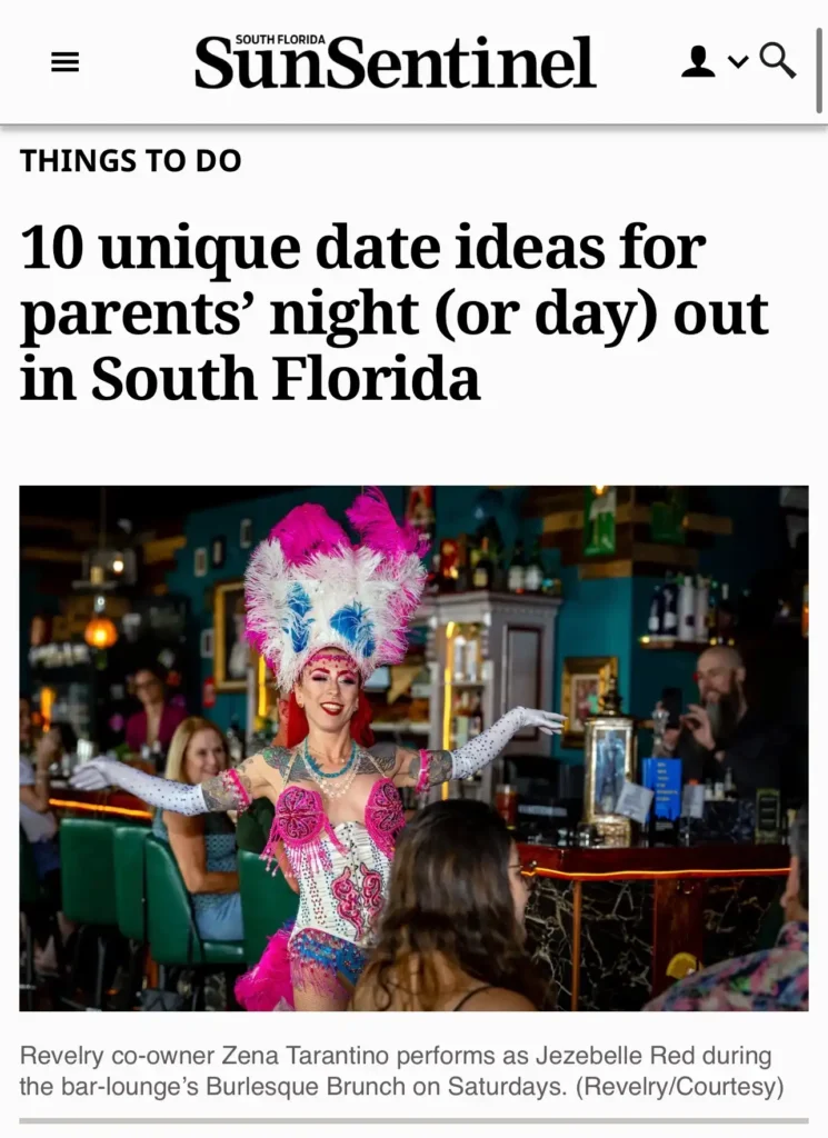 Sun sentinel brunch, Burlesque Brunch at Revelry Pompano Beach, brunch near Pompano